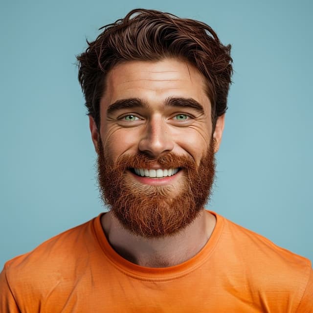 Male Hipster Team member with light blue background