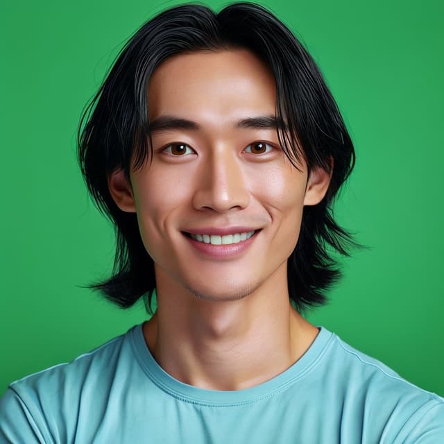 Male Team member with green blue background